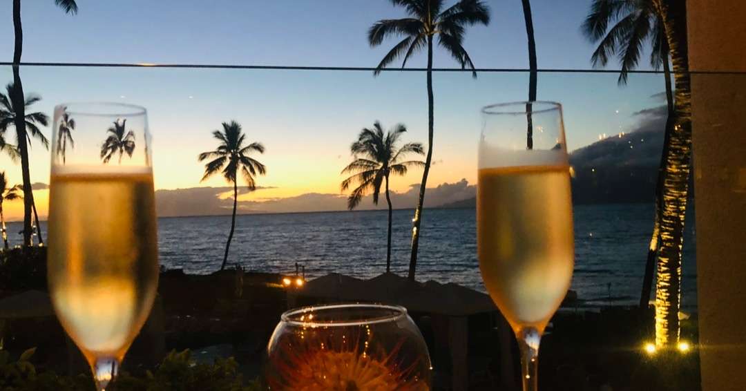 Champagne and sunset